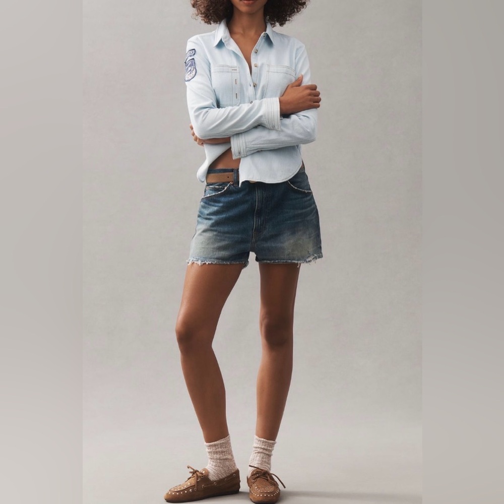 Anthropologie Pilcro Buttondown Denim  Patch Shirt - Picture 4 of 13